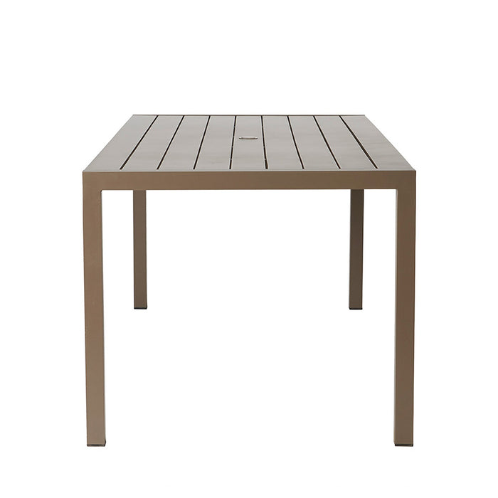 Lloyd Flanders Milan 87" Rectangular Umbrella Dining Table in Brushwood Finish