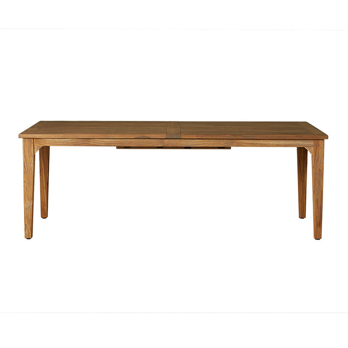 Lloyd Flanders Teak 86-110" Double Butterfly Leaf Umbrella Table in Antique Gray Finish