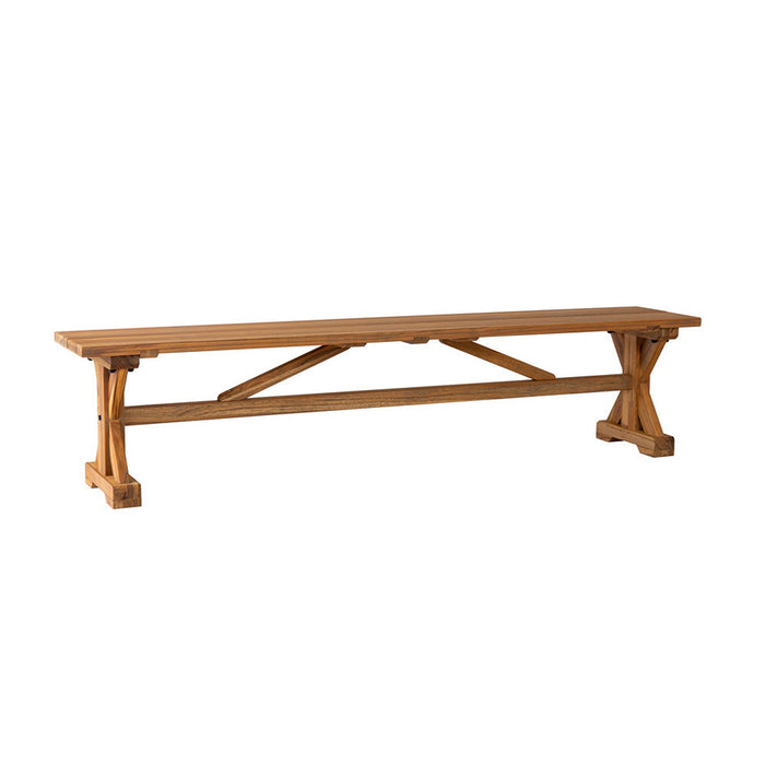 Lloyd Flanders Teak 79" Dining Bench in Antique Gray Finish