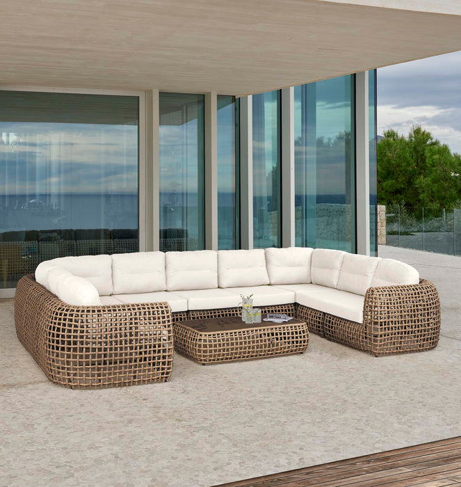 Skyline Design Dynasty 10-Piece Sectional Set with Sunbrella Cushions - Kubu Mushroom
