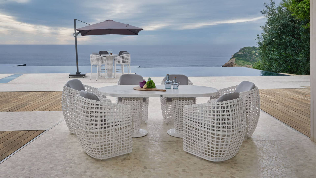 Skyline Design Dynasty Oval Dining Table with Glass