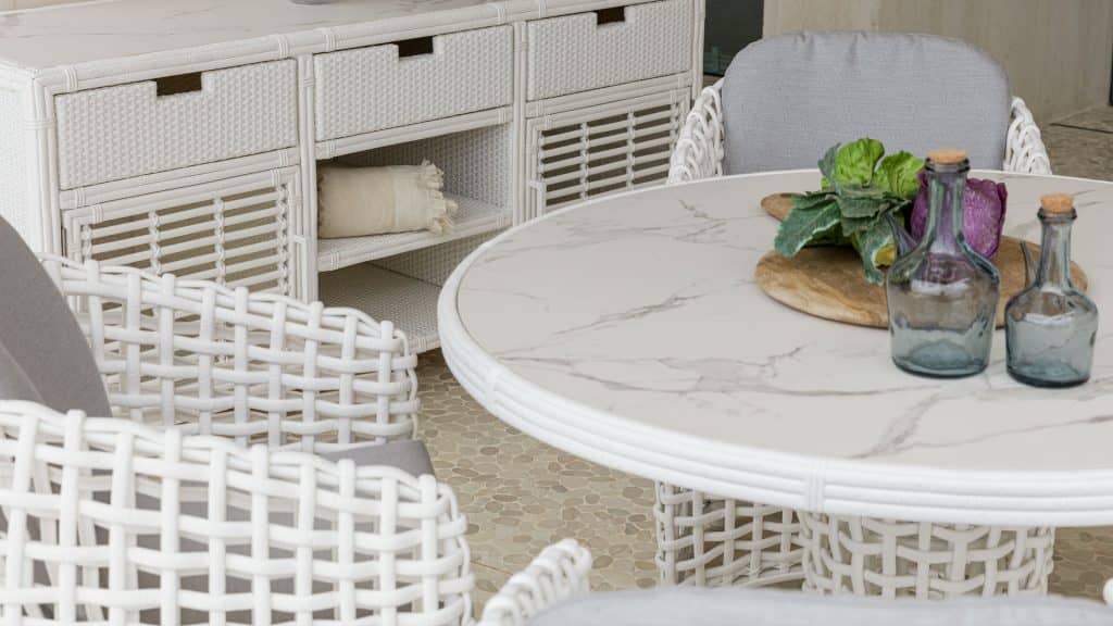 Skyline Design Dynasty Round Dining Table with Glass