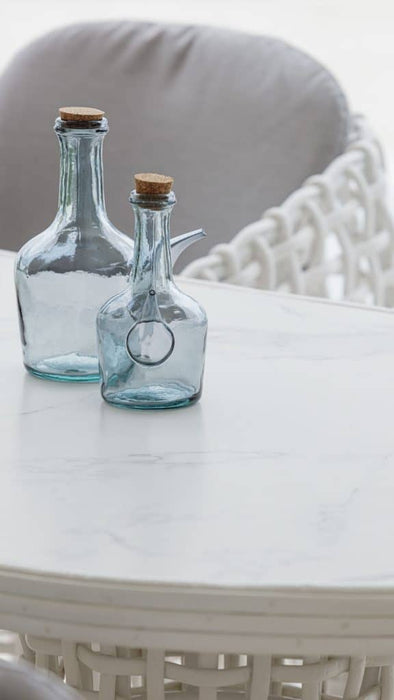 Skyline Design Dynasty Round Dining Table with Glass