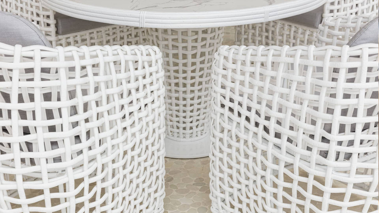 Skyline Design Dynasty 7-Piece Dining Set with Sunbrella Cushion - Kubu Mushroom