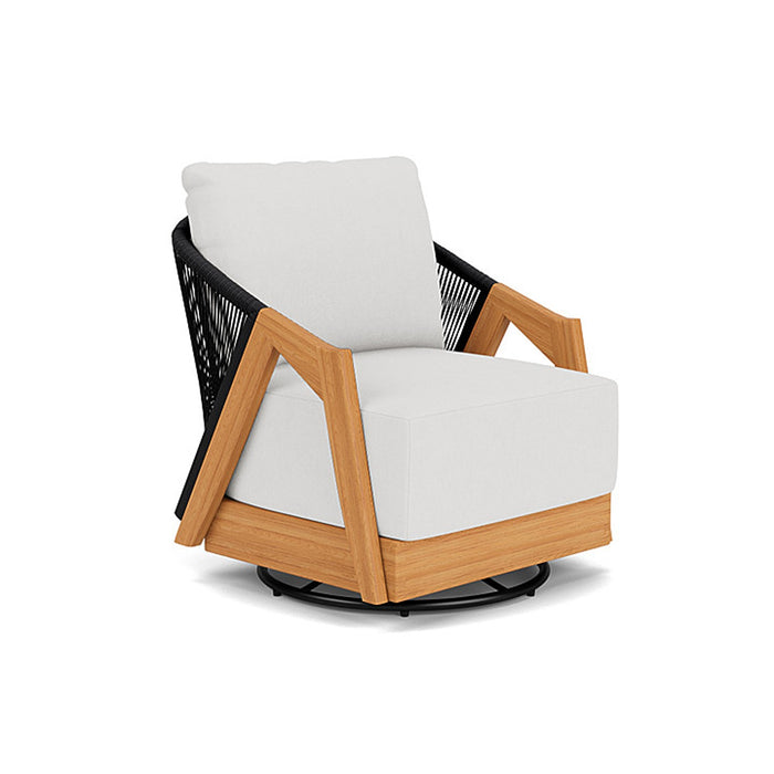Lloyd Flanders Alpine Swivel Lounge Chair in Natural Teak Finish