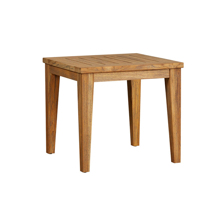 Lloyd Flanders Teak 24" Square Tapered Leg End Table in Antique Gray Finish