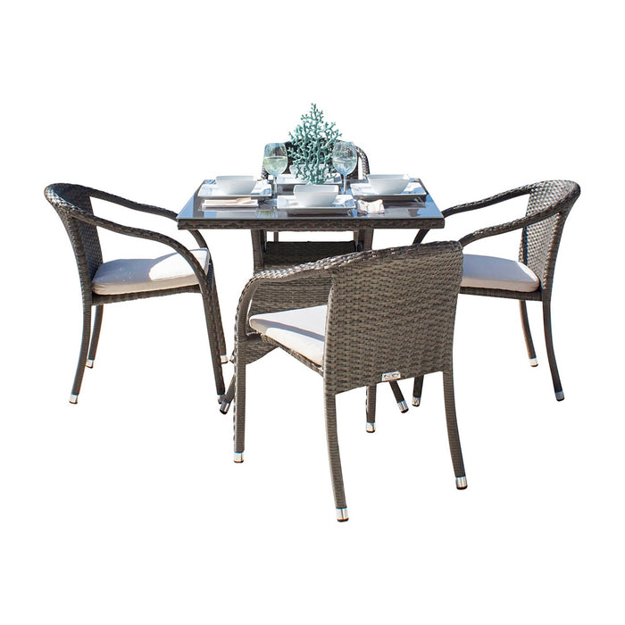 Spectrum 5-Piece Stackable Woven Armchair Dining Set with Cushions