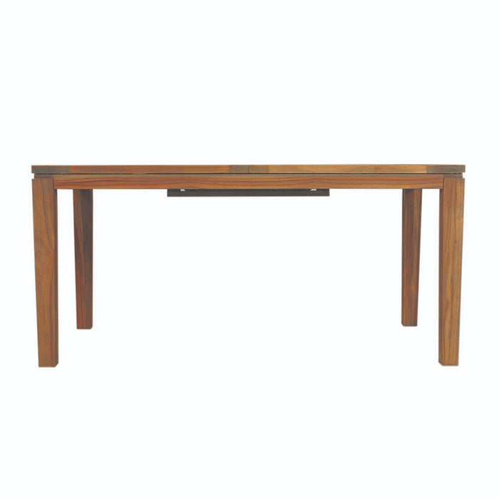 Lloyd Flanders Teak 63-84" Butterfly Leaf Umbrella Dining Table in Antique Gray Finish