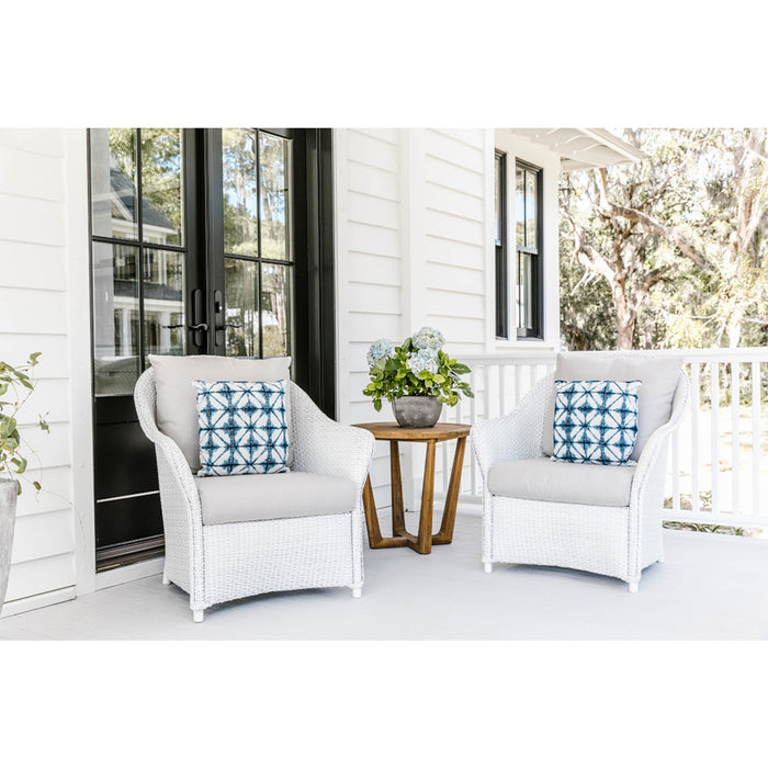 Lloyd Flanders Teak 24" Round Sled Base End Table in Antique Gray Finish