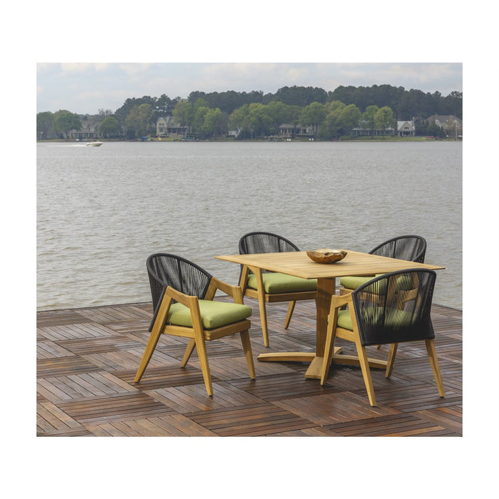 Lloyd Flanders Alpine 48" Pedestal Dining Table in Natural Teak Finish