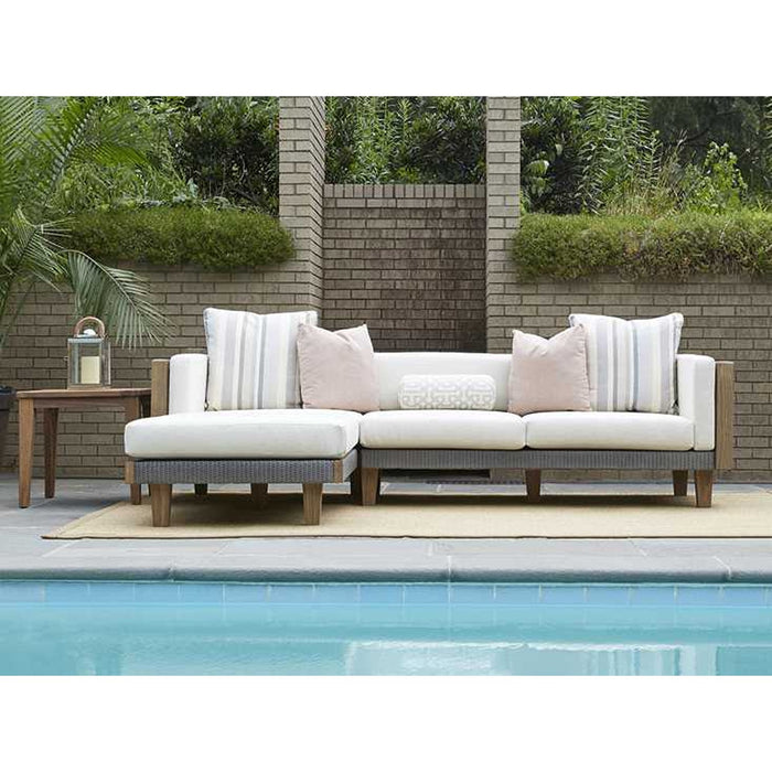 Lloyd Flanders Teak 24" Square Tapered Leg End Table in Antique Gray Finish