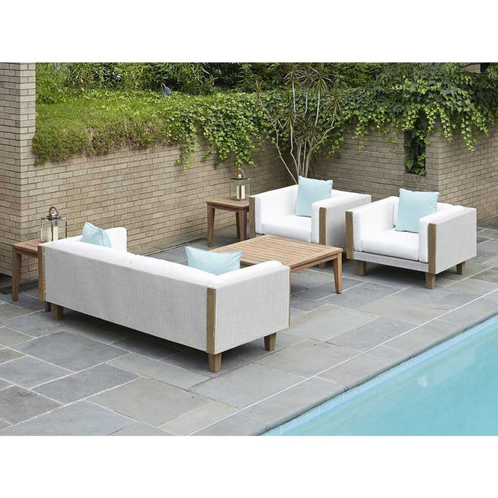 Lloyd Flanders Teak 24" Square Tapered Leg End Table in Antique Gray Finish