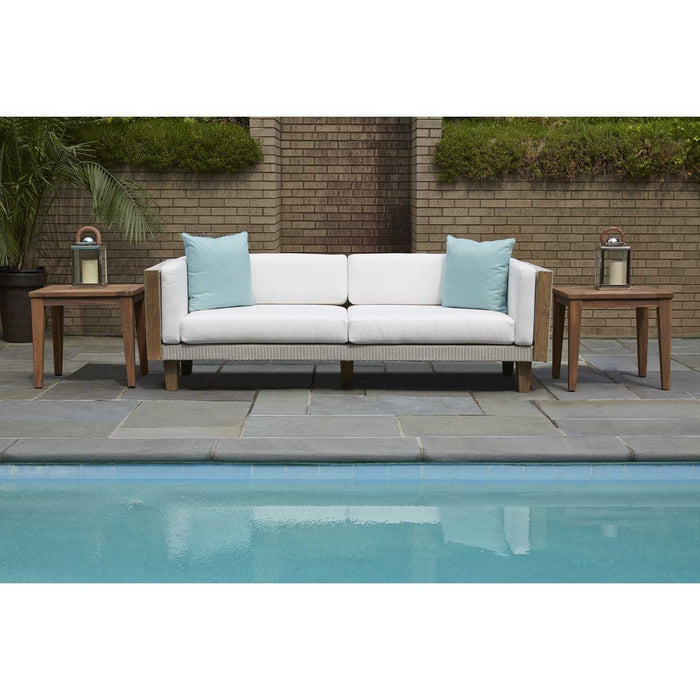 Lloyd Flanders Teak 24" Square Tapered Leg End Table in Antique Gray Finish