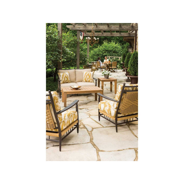 Lloyd Flanders Teak 45" Rectangular Tapered Leg Cocktail Table in Antique Gray Finish