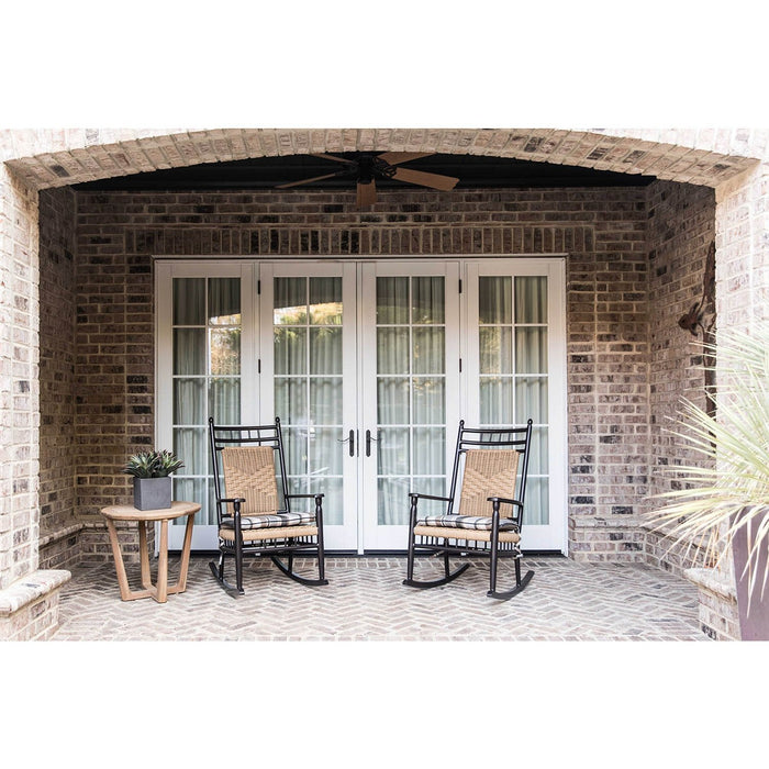 Lloyd Flanders Teak 24" Round Sled Base End Table in Antique Gray Finish