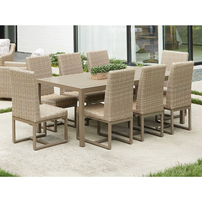 Lloyd Flanders Milan 87" Rectangular Umbrella Dining Table in Brushwood Finish