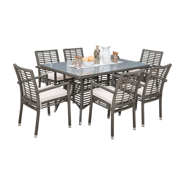 Panama Jack Graphite 7-Piece Armchair Dining Set with Cushions