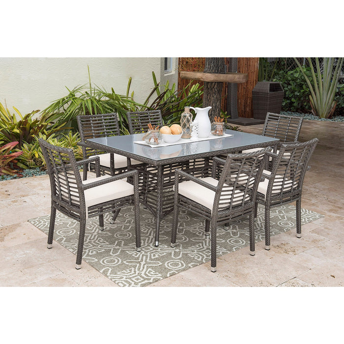 Panama Jack Graphite 7-Piece Armchair Dining Set with Cushions