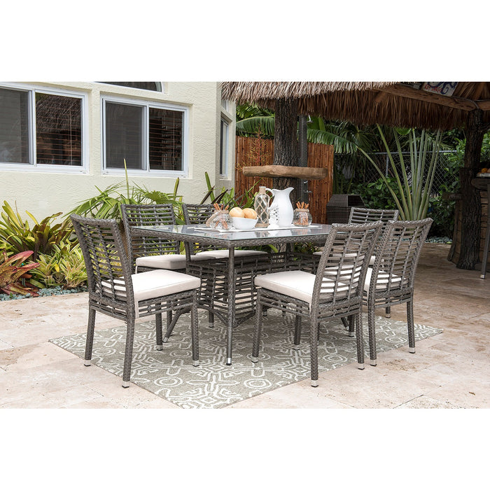 Panama Jack Graphite 7-Piece Side chair Dining Set with Cushions
