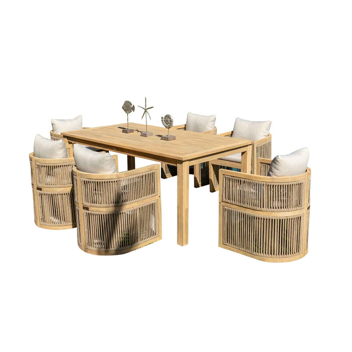 Panama Jack Cabo 7-Piece Barrel Rectangular Dining Set