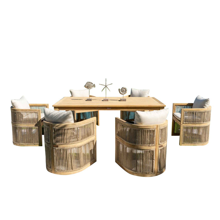 Panama Jack Cabo 7-Piece Barrel Rectangular Dining Set