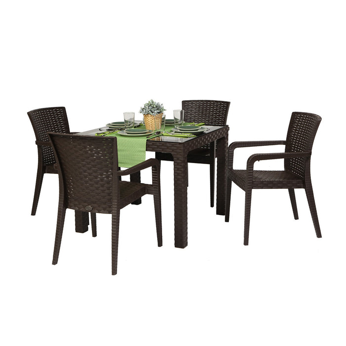 Alberta 5-Piece Dining Set - Brown