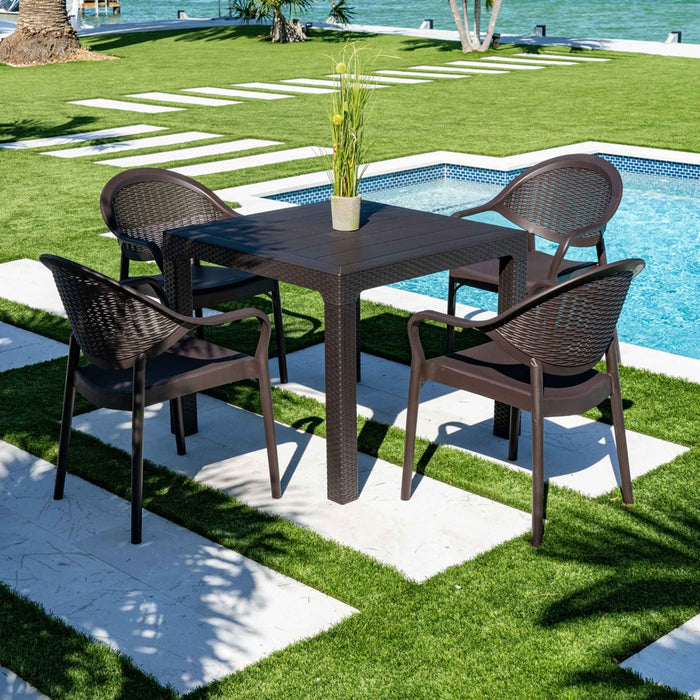 Mona 5-Piece Dining Set - Brown