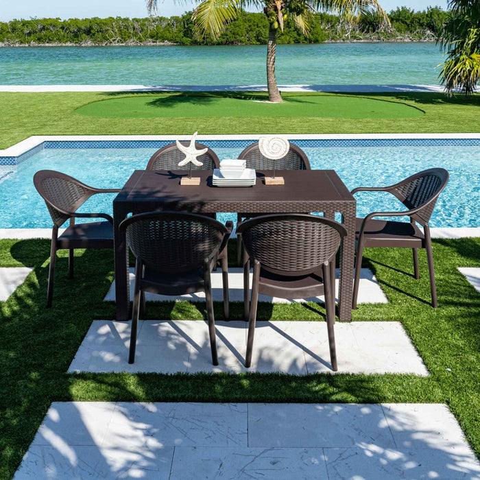 Mona 7-Piece Dining Set - Brown