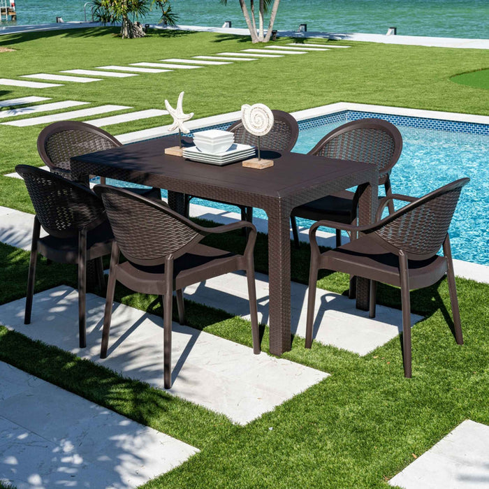 Mona 7-Piece Dining Set - Brown