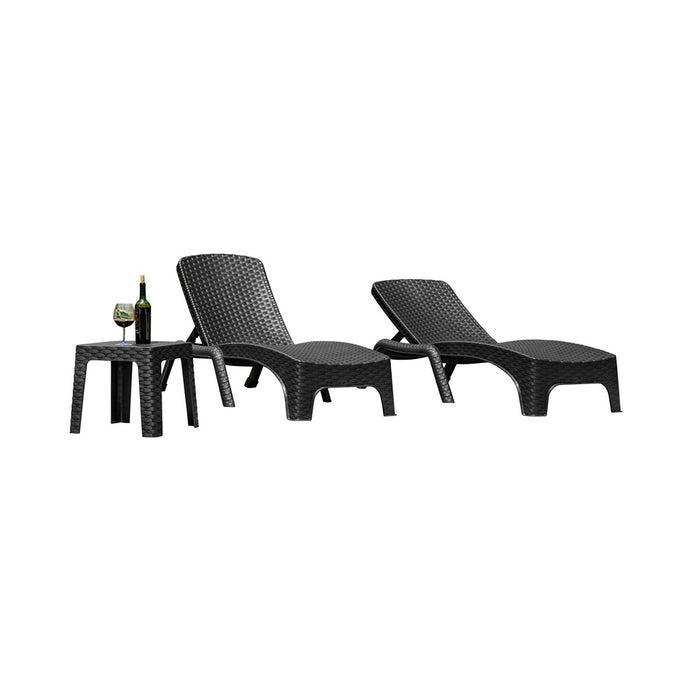 Roma 3-Piece Chaise Lounger Set - Anthracite