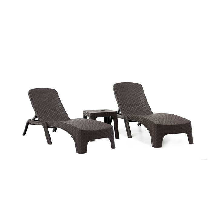 Roma 3-Piece Chaise Lounger Set - Brown