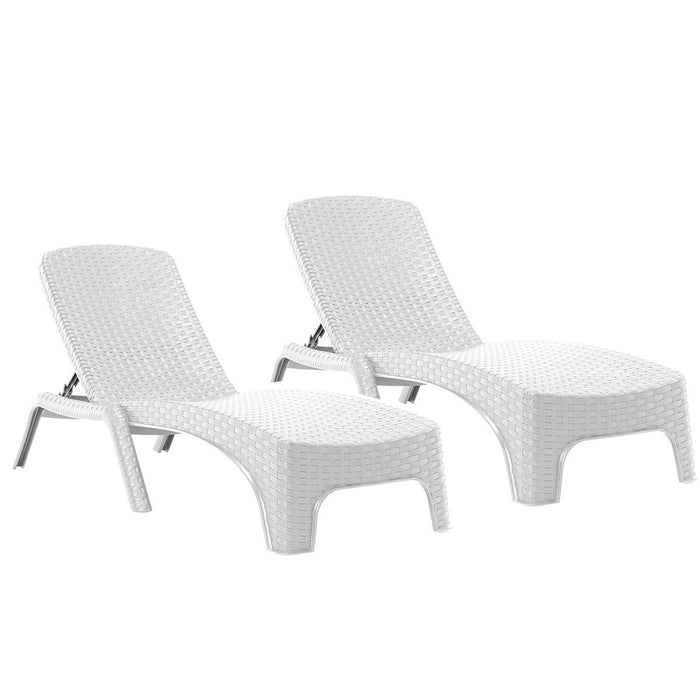 Roma Set of 2 Chaise Lounger - White