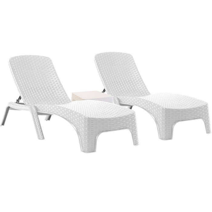 Roma 3-Piece Chaise Lounger Set - White