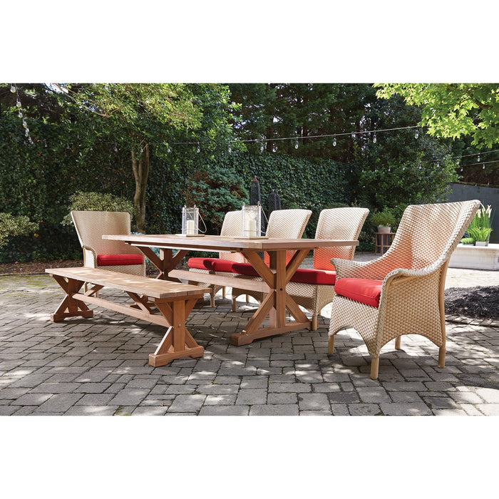 Lloyd Flanders Teak 99" Rectangular Trestle Base Dining Table in Antique Gray Finish