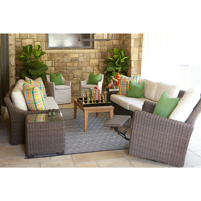 Lloyd Flanders Teak 45" Rectangular Tapered Leg Cocktail Table in Antique Gray Finish