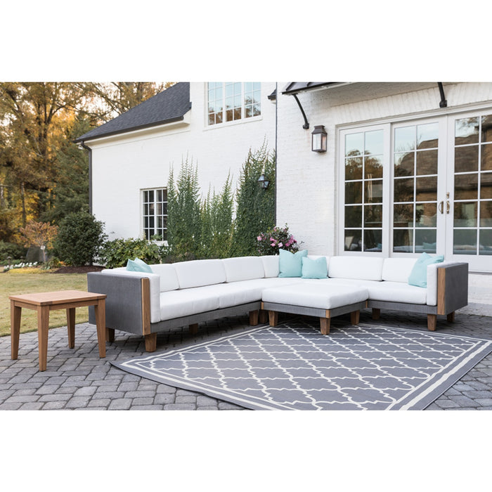 Lloyd Flanders Teak 24" Square Tapered Leg End Table in Antique Gray Finish