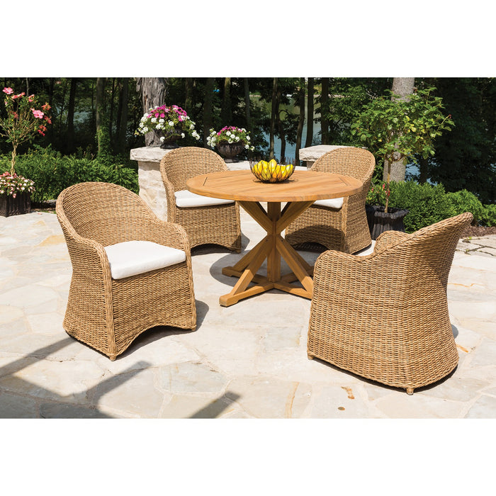 Lloyd Flanders Teak 48" Round Cross Base Dining Table in Antique Gray Finish