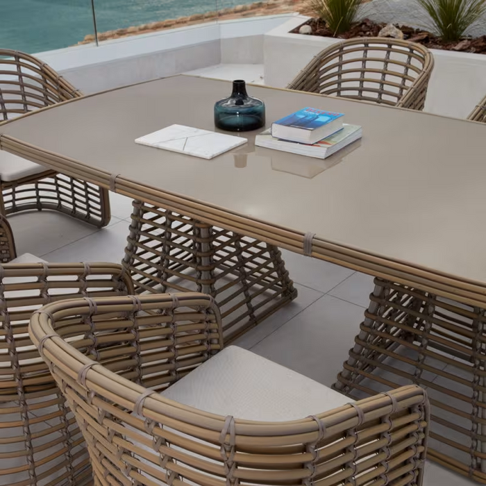 Skyline Design Ruby Rectangular Dining Table with Glass