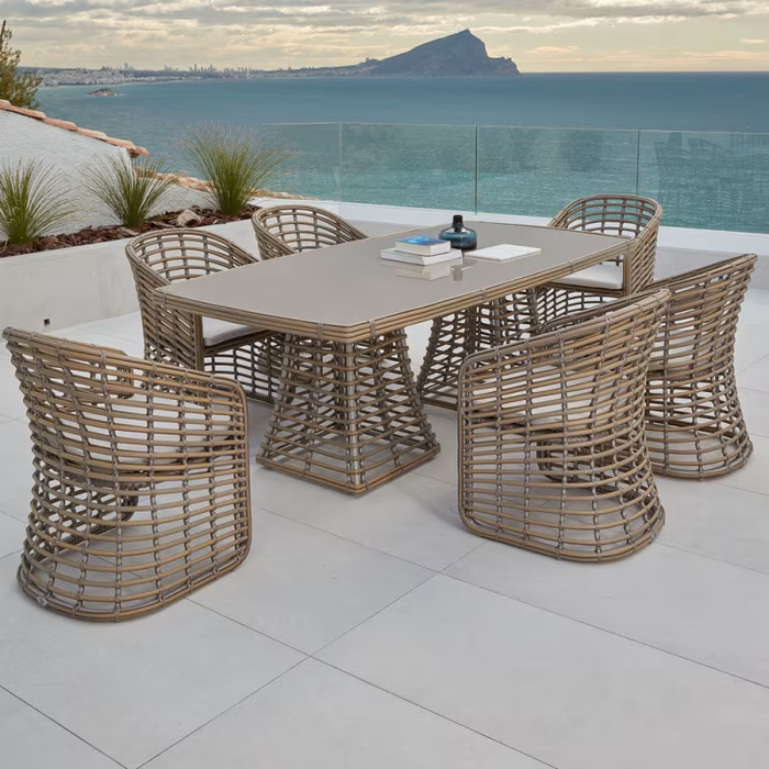 Skyline Design Ruby Rectangular Dining Table with Glass