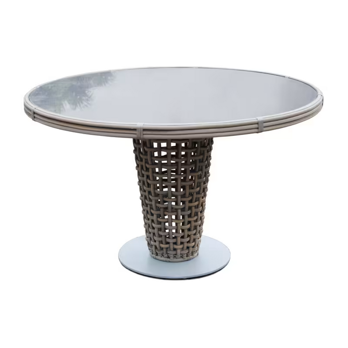 Skyline Design Dynasty Round Dining Table with Glass