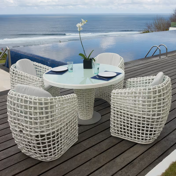 Skyline Design Dynasty Round Dining Table with Glass