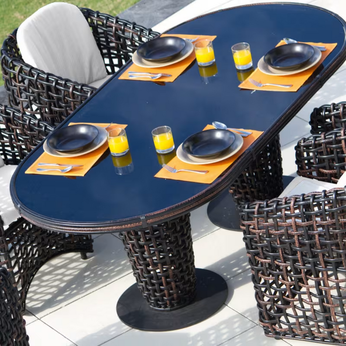 Skyline Design Dynasty Oval Dining Table with Glass