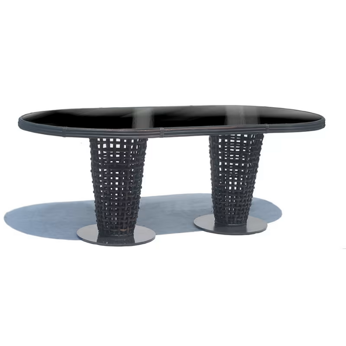 Skyline Design Dynasty Oval Dining Table with Glass