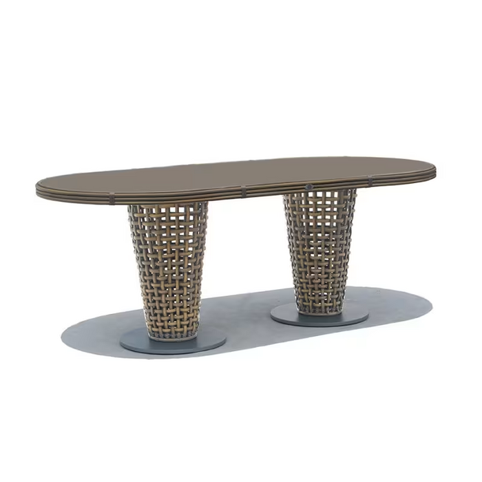 Skyline Design Dynasty Oval Dining Table with Glass
