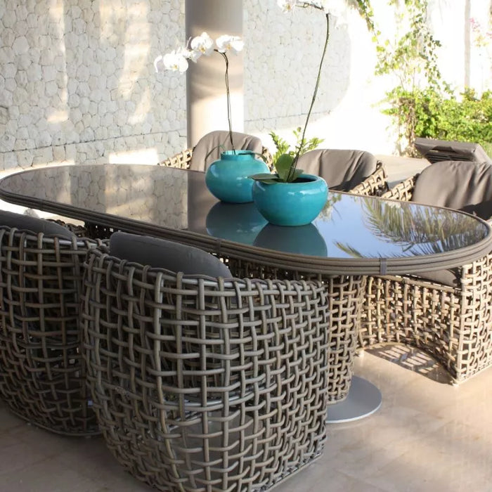 Skyline Design Dynasty 7-Piece Dining Set with Sunbrella Cushion - Kubu Mushroom