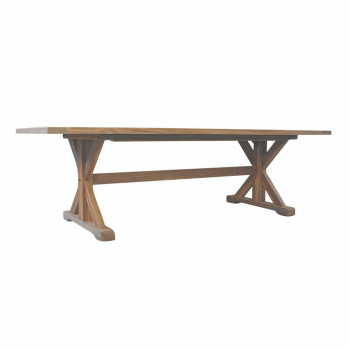 Lloyd Flanders Teak 99" Rectangular Trestle Base Dining Table in Antique Gray Finish