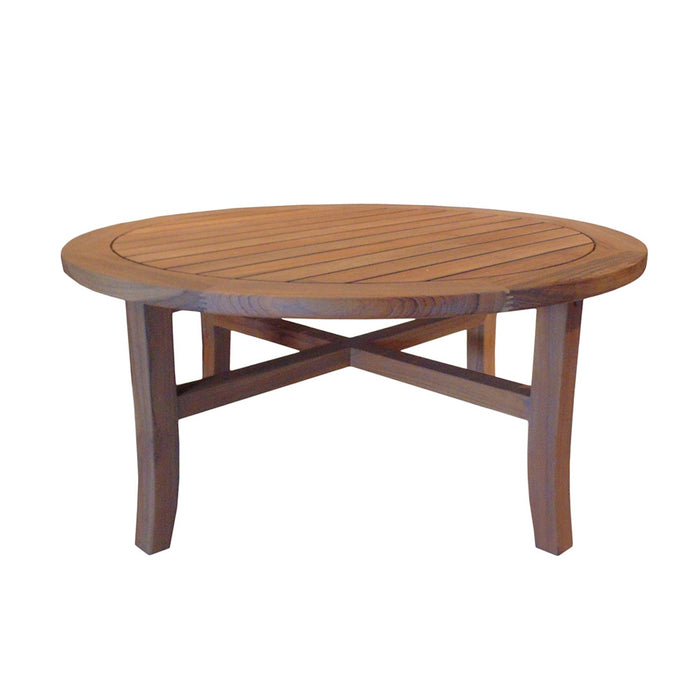 Lloyd Flanders Teak 40" Round Tapered Leg Cocktail Table in Antique Gray Finish