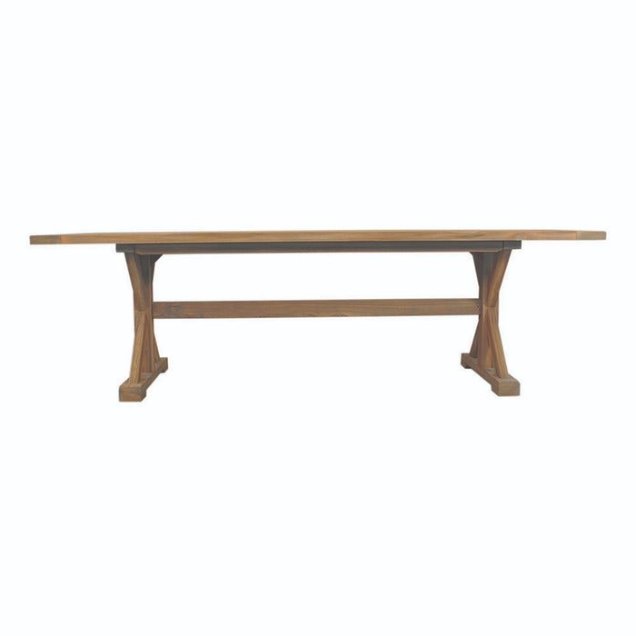 Lloyd Flanders Teak 99" Rectangular Trestle Base Dining Table in Antique Gray Finish