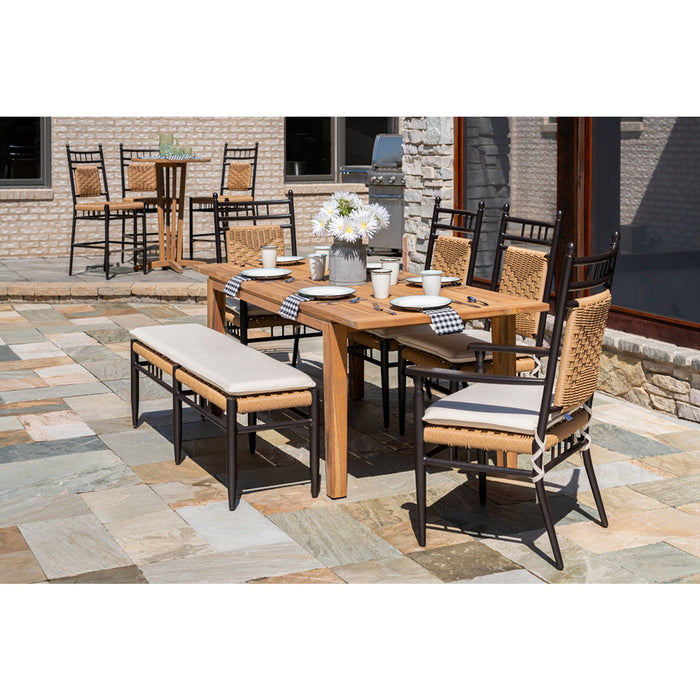 Lloyd Flanders Teak 63-84" Butterfly Leaf Umbrella Dining Table in Antique Gray Finish