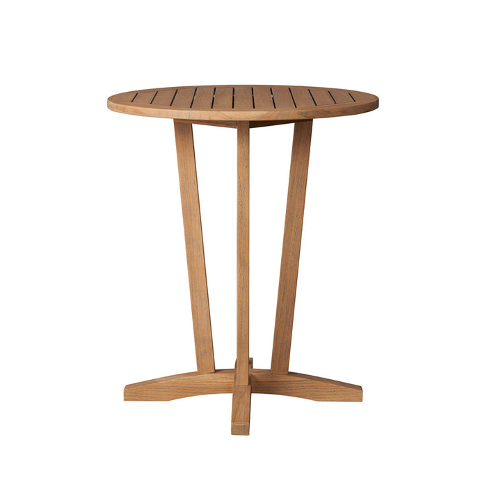 Lloyd Flanders Teak 30" Round Bar Table in Antique Gray Finish